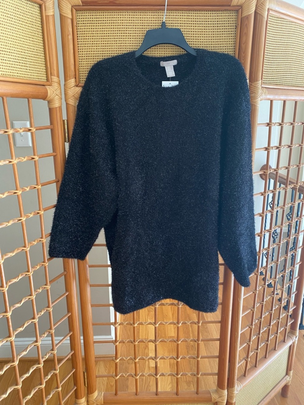 H&M Black Fuzzy Crewneck Sweater